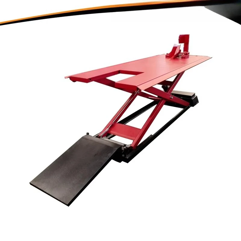 UNITE U-M09 Single Post CE Certified Motorcycle Lift Manual Lock Release Electromagnetic Lowering Drawer-Style Platform 0.7 Ton