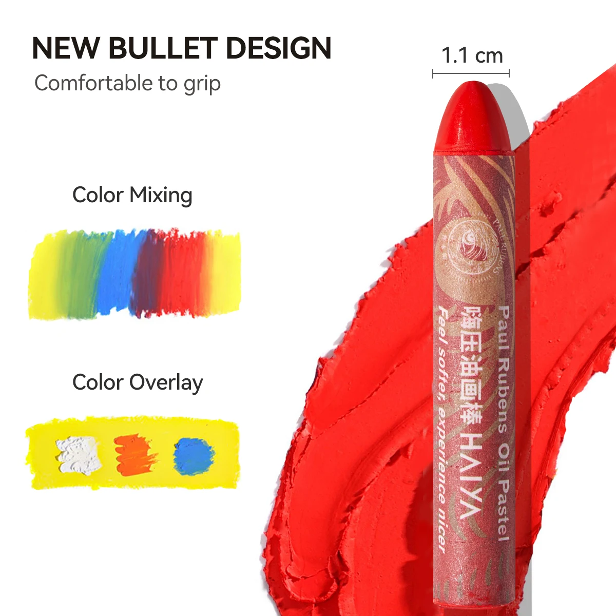 Paul Rubens Haiya Oil Pastels Soft and Vibrant Bullet Head Oil Crayons, Suitable for Artists, Beginners, Students and Kids