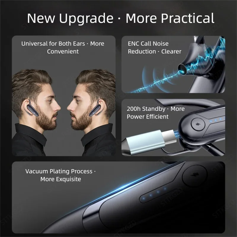 Wireless Bluetooth Headphones With Microphon Earphone ENC Noise Cancelling Handsfree Talking Headset Busines Auriculares Driving image 2