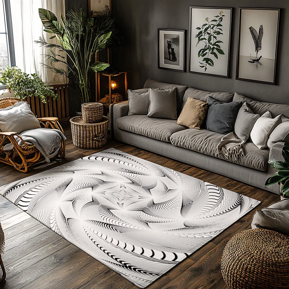 

Tuniu геометрический серый и белый полосатый ковер современная гостиная напольный ковер коврик домашний декор