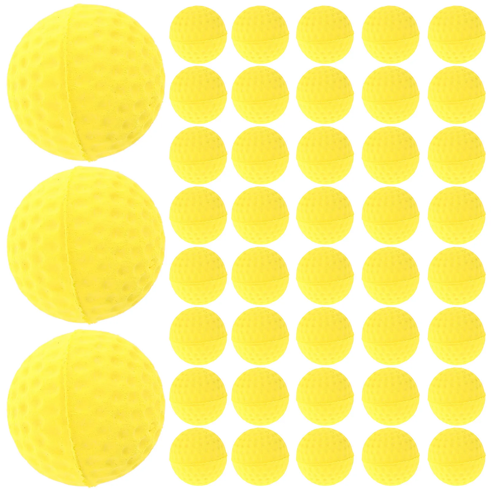 

50 шт. мягких пенопластовых мячей из ЭВА, желтые, для игр в помещении и на улице, для тренировок по гольфу, для метания, пенопластовые мячи для гольфа