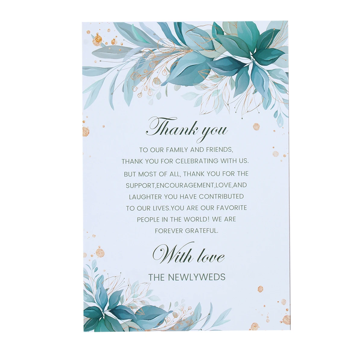 25Pcs Wedding Green Leaf Gold Dot Border Thank You Card Wedding Party Decoration Adult Ceremony Banquet Table Thank You Postcard