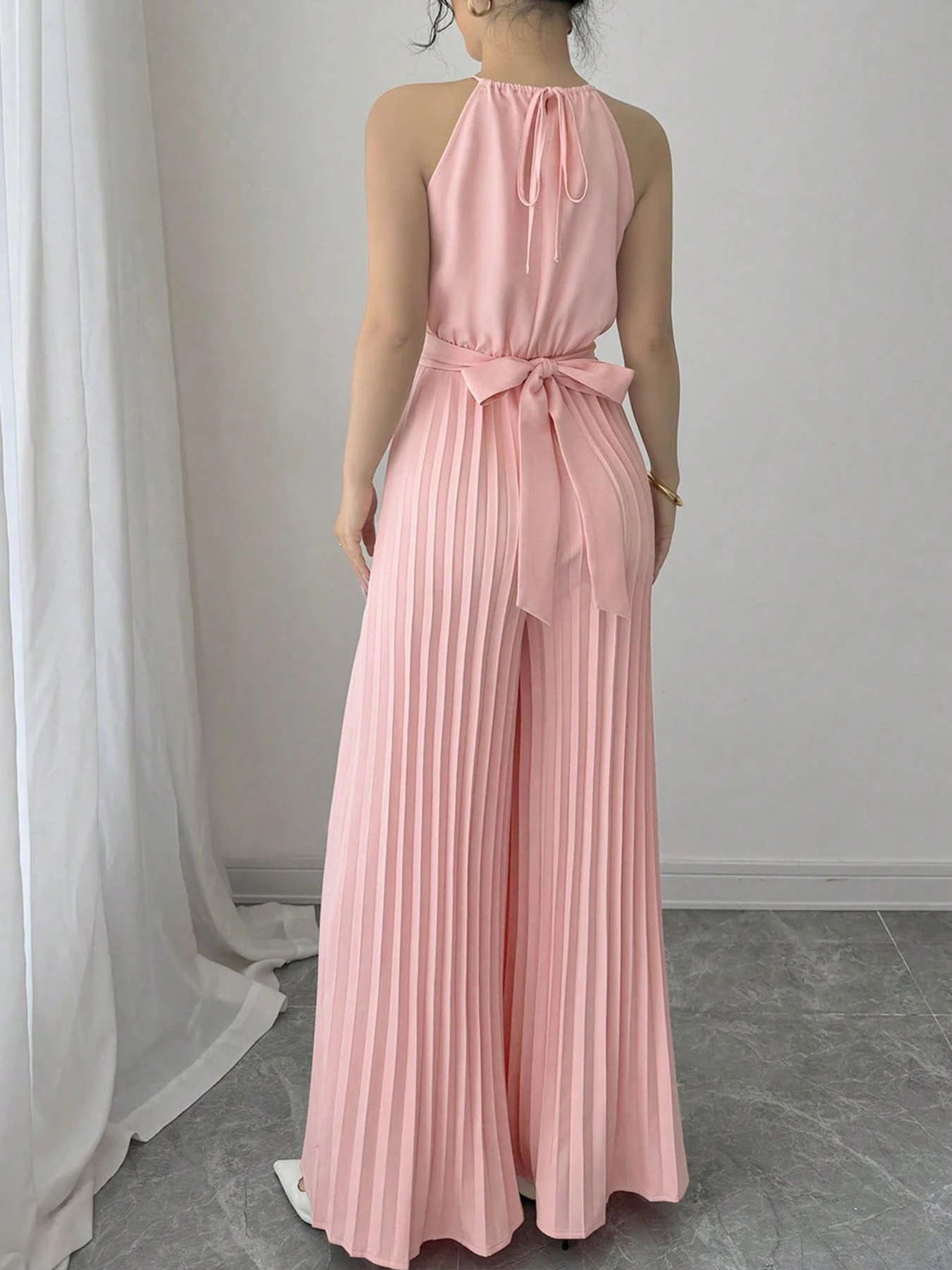 AODEBIAO Summer Women's Jumpsuits Sleeveless Solid Fashion O- Neck Sexy Folds Rompers Casual Streetwear Basic Elegant Jumpsuits