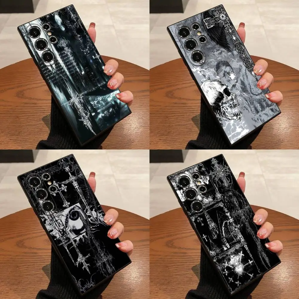 

Gothic Cyber Sigil Cross Eyes Skull Phone Case For Samsung S25,S24,S21,S22,S23,S30,Ultra,S20,Plus,Fe,Lite,5G Black Box
