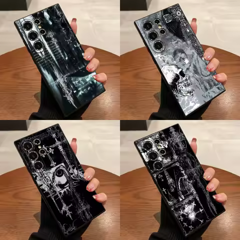 Gothic Cyber Sigil Cross Eyes Skull Phone Case For Samsung S25,S24,S21,S22,S23,S30,Ultra,S20,Plus,Fe,Lite,5G Black Box