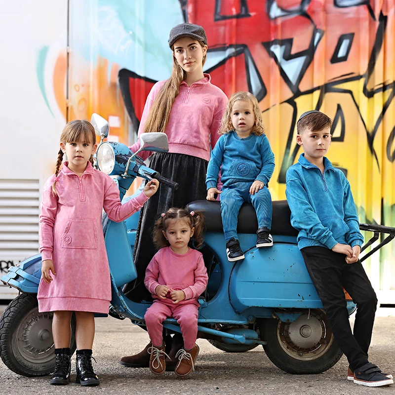BARCALI Autumn Winter Children's Clothing Set - Red And Blue Boy's Sweatshirt Girl's Dress with Embossing Print Baby Rompers