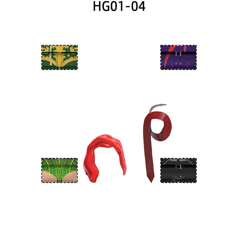 

The HG01-HG04 Weapons Pants Hair Parts Action Figures Cloak Model Blocks MOC Bricks Set Gifts Toys