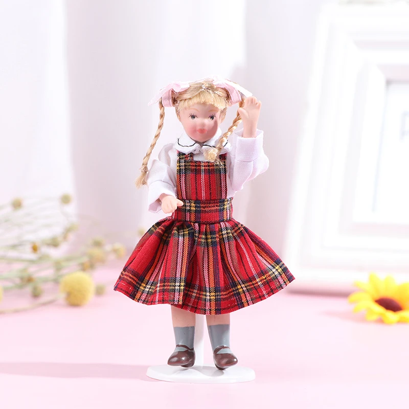 1/12 Dollhouse Miniature Porcelain Doll People Model Beautiful Youth Boy Girl Decor Doll House Toy