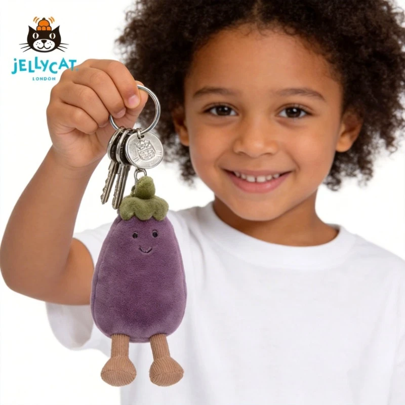

Оригинальный брелок-подвеска Jellycat Vivacious Aubergine (Великобритания), забавный плюшевый брелок-игрушка фиолетового цвета, подарок для детей и взрослых