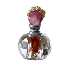 Vintage Pink Crystal Essential Oil Bottle 2ml Empty Refillable Perfume Dropper Bottle Car Perfume Bottle Gift Crystal Decoration