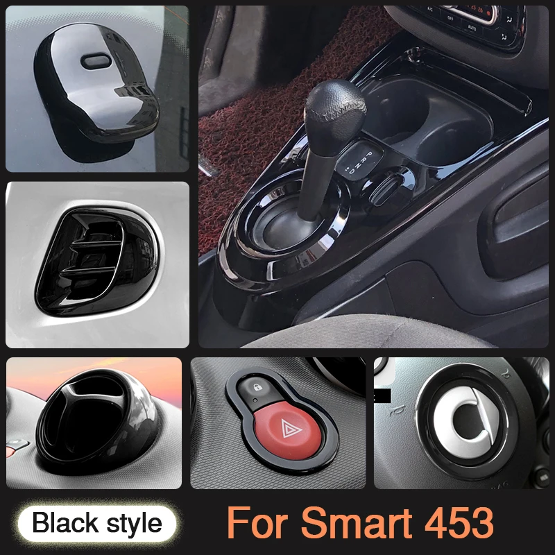 Car Interior Exterior Decoration Protective Cover ABS Black Sticker For Mercedes Smart Fortwo Forfour 453 Modified Accessories