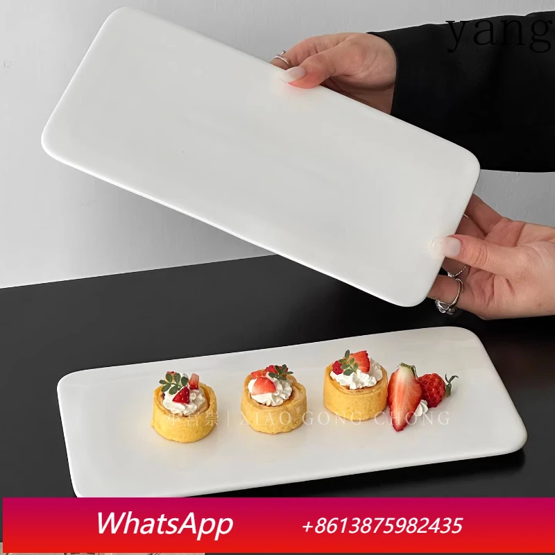 

LMM pure white ceramic dessert plate high-end rectangular creative afternoon tea cake plate