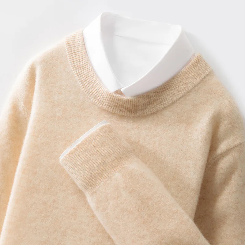 خريف شتاء جديد% رداء علوي من الصوف الرجال الجولة الرقبة بلون الأعمال سترة غير رسمية حجم كبير محبوك قاعدة الكشمير سويا #2