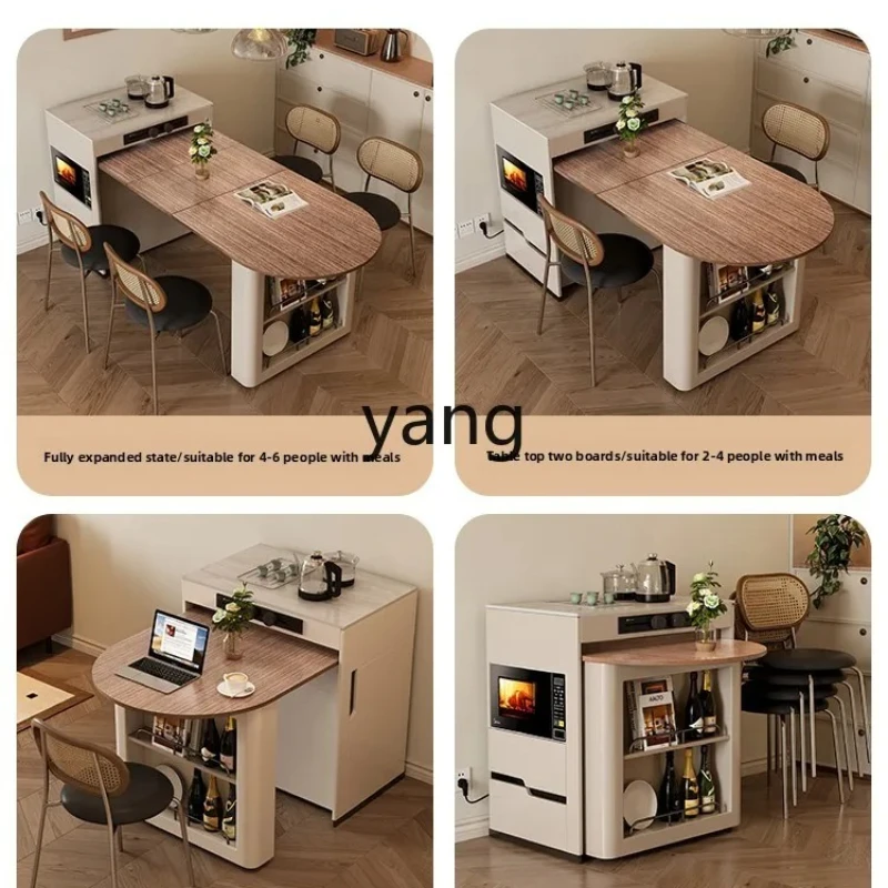 

CX folding retractable rock slab island dining table integrated multi-functional medium and ancient style home dining table