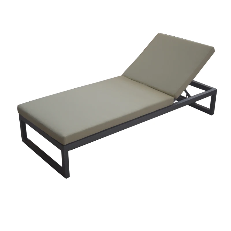 Hotel Luxury Single Sun Bed Chair Garden Patio Aluminum Lounger With Wheel And Cushion