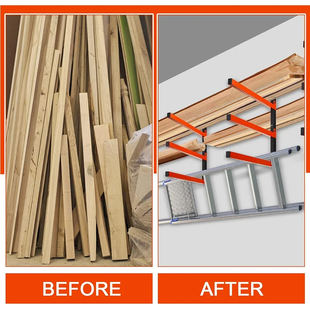 2 قطعة الثقيلة المعادن الخشب المنظم رف الحائط الخشب تخزين الرف ورشة عمل المنظم داخلي في الهواء الطلق المرآب أداة خزانة #2