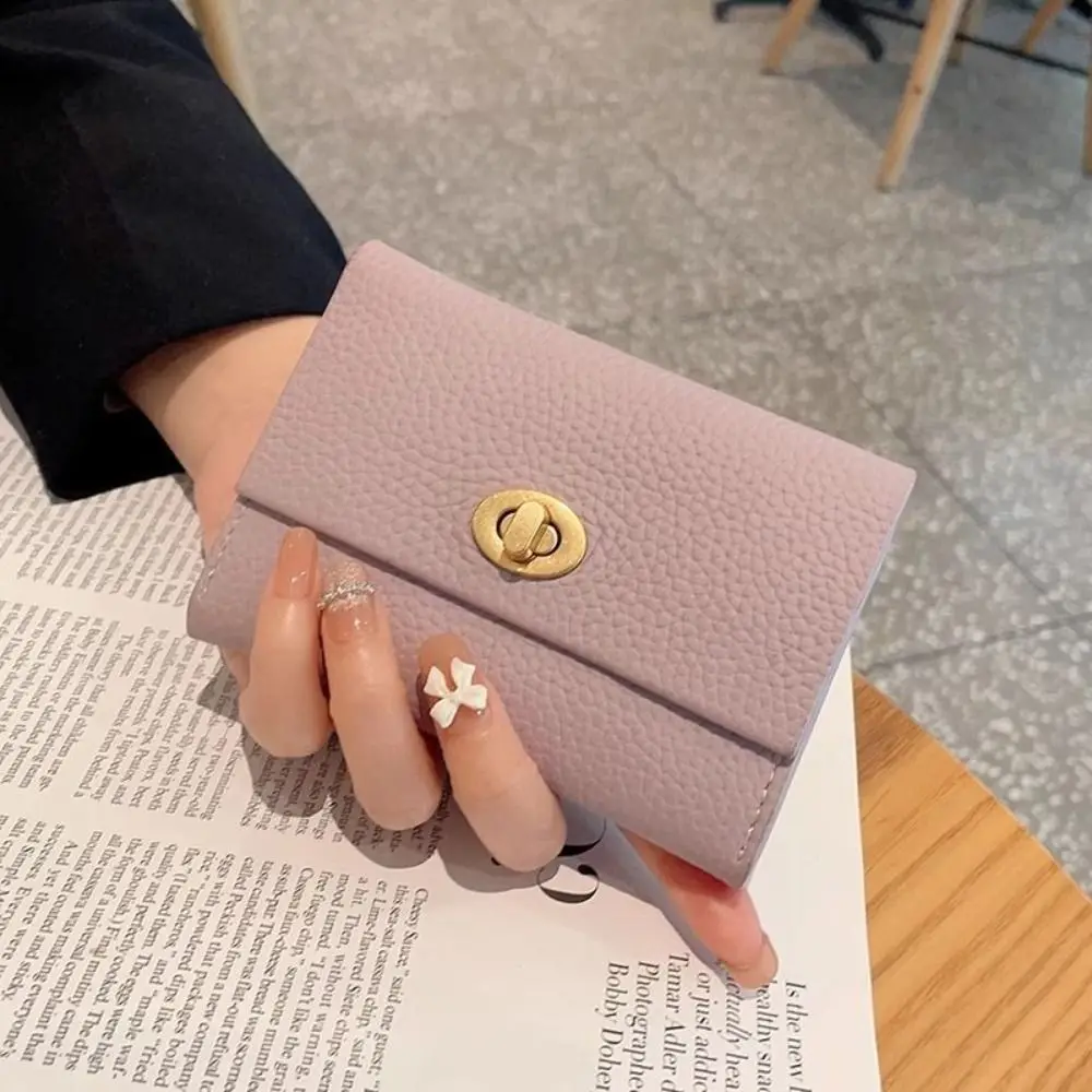 

Mini 2 Folds Short Coin Purse PU Leather Retro Wallet Money Bag INS Style Credit Card Holoder for Girls Students Gift