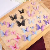 50Pcs Double Layer Butterfly Appliques 3D Translucent Butterfly Patch Gradient Color DIY Handmade Chiffon Butterfly Fashion