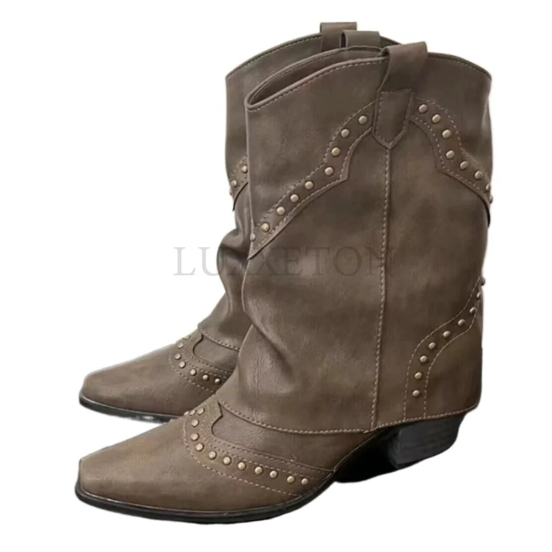 2023 PU Leather High Boots Women Slip on Thigh High Boots Spring Autumn Knee High Shoes Ladies Platform Western Long Boots