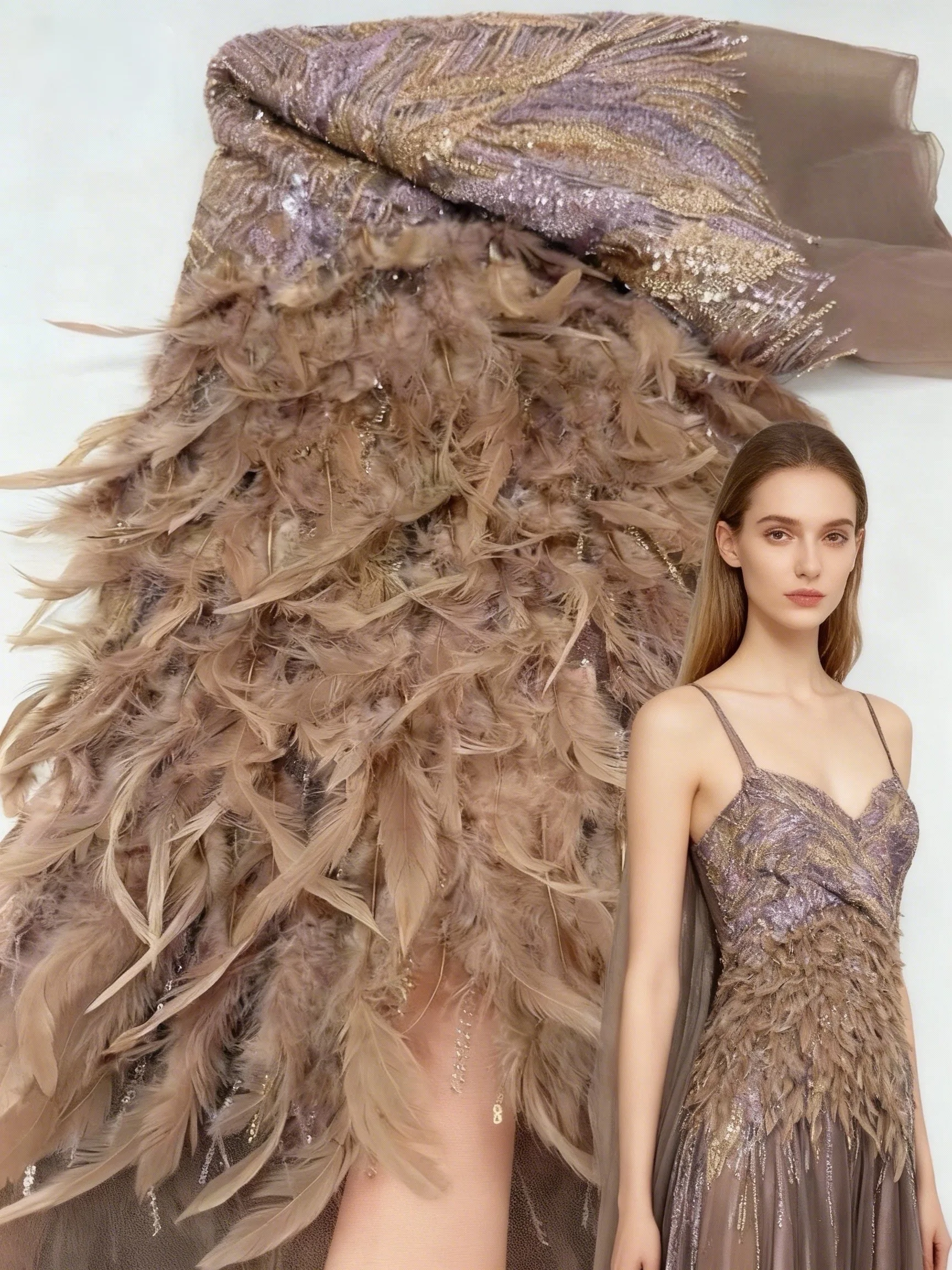 

Newest 3D Feather African Beaded Lace Fabric 2026 French Nigerian Sequins Lace Fabric for Bridal Wedding Party Dress Material