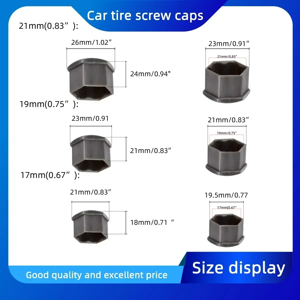 17/19/21mm 20PCS Car Wheel Nut Caps Protection Covers Caps Anti-Rust Auto Hub Screw Cover Car Tyre Nut Bolt Exterior Decoration