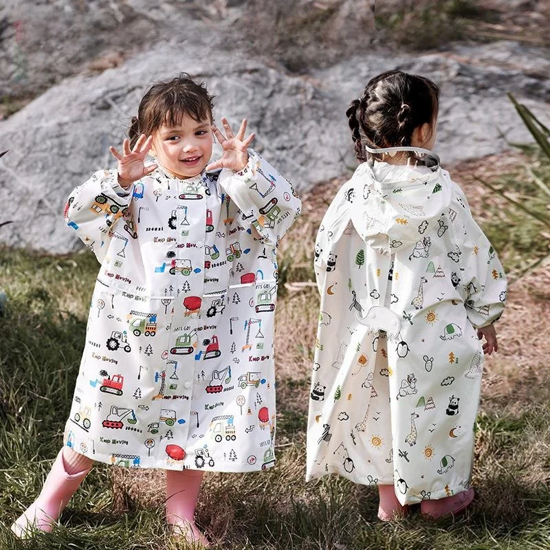 

Children's Raincoat Waterproof Full Body Coat for Boys And Girls Kindergarten Baby Toddler Rain Poncho with School Bag Position