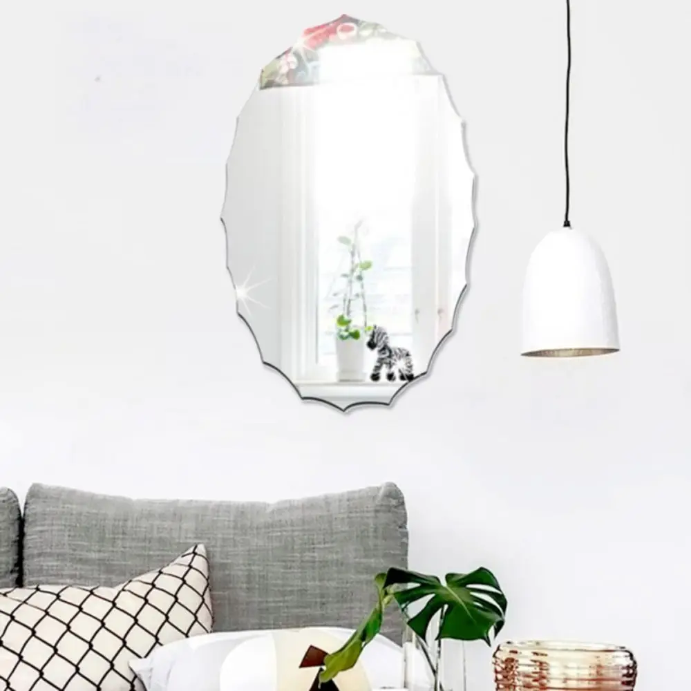 High Definition Wall Mirrior Sticker Waterproof Removable Oval Hanging Mirror DIY Hanging Decorative Mirrors Homestay