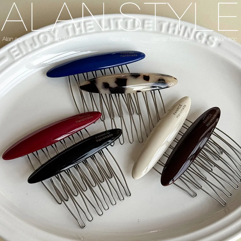 1pc New Korean Versatile Oval Hair Comb Insert Hairpin Non Slip Medium Hair Clip for Women Updo Styling Headwear