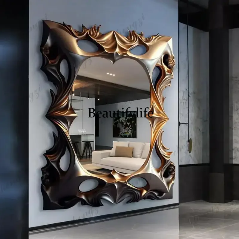 home wall-mounted special-shaped floor-to-ceiling mirror French full-body mirror luxury modern art full-length mirror household