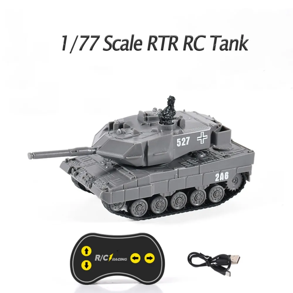 RTR 1/77 RC Tank German Panther Battle Tank 360°Rotation LED Light Mini Toy 2.4G Remote Control Model Gift for Kids