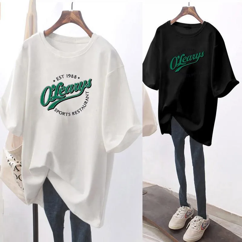 เสื้อยืดแขนสั้นของผู้หญิงใหม่สำหรับฤดูร้อนชุดคลุมท้อง, เสื้อผ้าคู่รักผ้าฝ้ายความยาวปานกลางทรงหลวมเสื้อยืดสเวตเตอร์เสื้อท่อนบนสำหรับคุณแม่