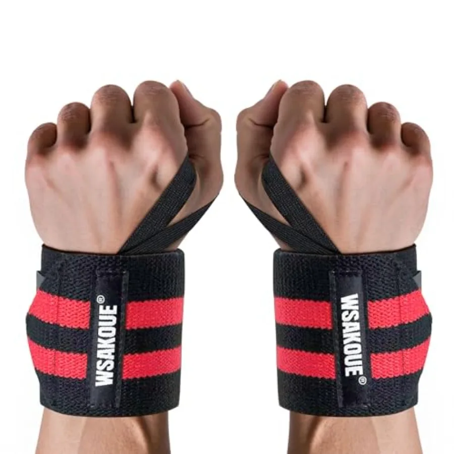 Muñequeras para Levantamiento de Pesas - Soporte Profesional de 18 Pulgadas con Bucle Resistente para el Pulgar, para Powerlifting, Press de Banca y Entrenamiento de Fuerza