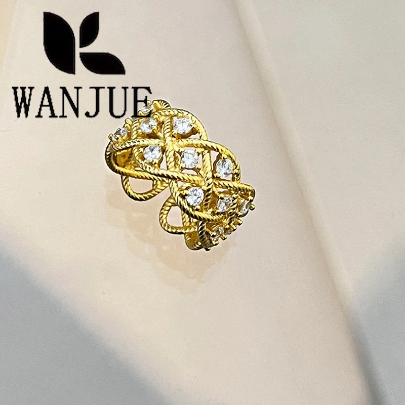 Twist Rope Twist Ring, Italian Weaving Carving Gold Drawing process Diamond-inlaid Twist Ring, Brazil Counters, Same Model, 2024