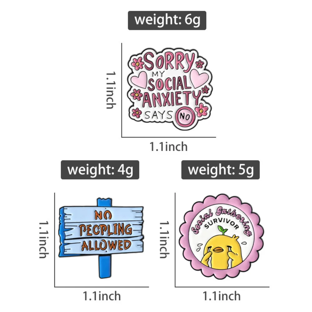Social Anxiety Exclusive Slogan Brooch NO PEOPLING/Social Anxiety/Pretending To Be A Social Badge Clothes Bags Pins Accessory