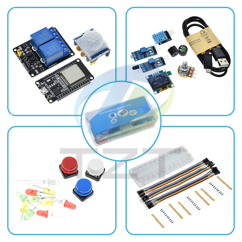 DIYTZT Basic Starter Kit untuk ESP32 ESP-32S WIFI Papan Pengembangan UNTUK Arduino Project Learning Kit dengan Tutorial ESP32 Kit