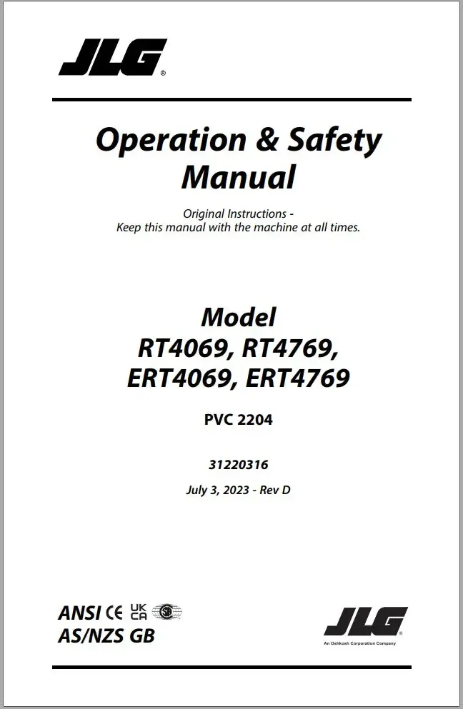 

JLG Forklift Operation Service Parts Catalog Manuals and Schematic