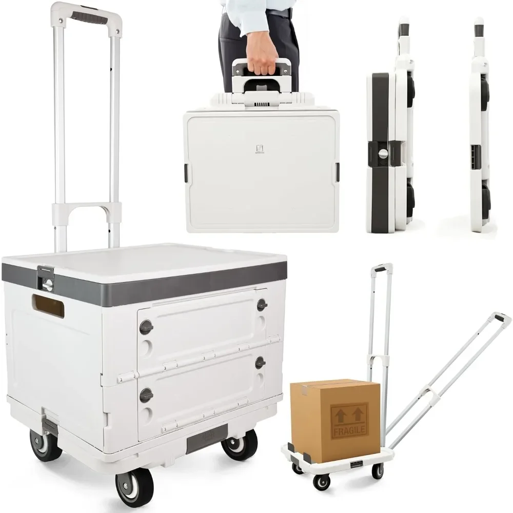

Series Rolling Crate with Wheels, Foldable Utility Cart with Aluminum Handle, Silent Wheels,132 lbs Capacity-Ideal for Teachers