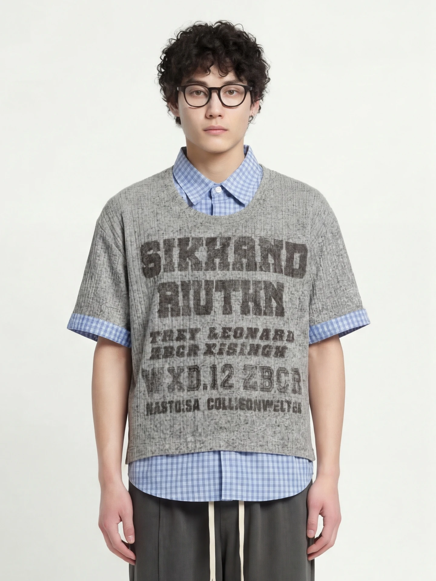 

Свободная повседневная рубашка в стиле High Street с коротким рукавом, с принтом и нашивками в виде букв, синяя, для летнего повседневного образа