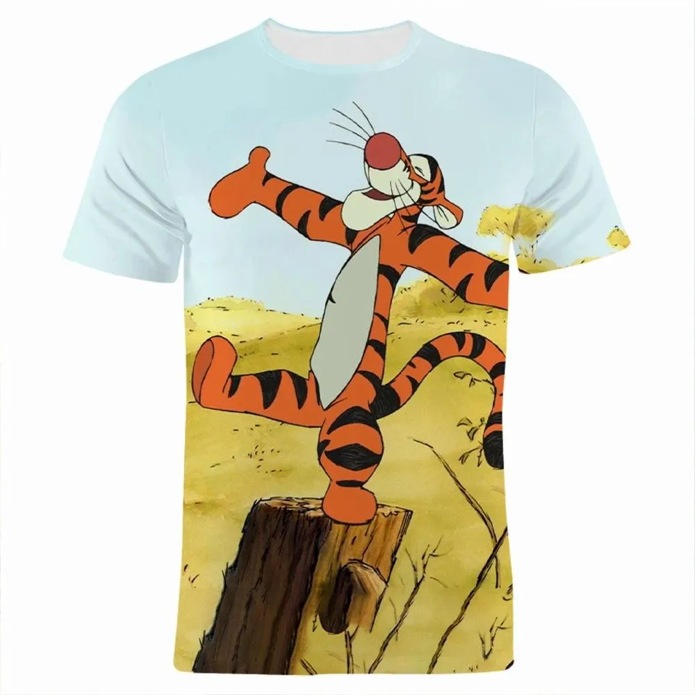 ديزني تيجر فيلم الرجال الصيف أزياء جولة الرقبة قصيرة الأكمام 3D الكرتون أنيمي قمم تي شيرت