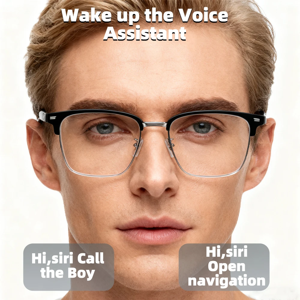 SENBONO AI Smart Bluetooth Glasses Voice Assistant Bluetooth Call Translation Blue-light Glasses for Men Women Camera Control
