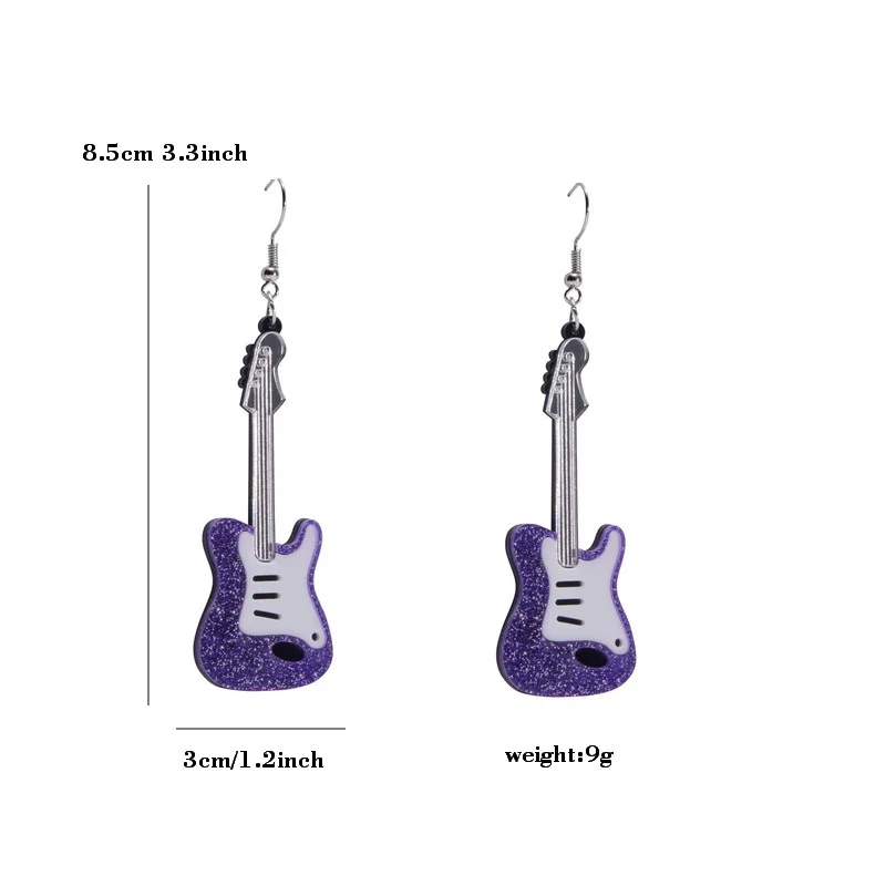 Classical Electric Guitar Acrylic Earrings For Women Music Festival Musical Instrument Drop Dangle Earring