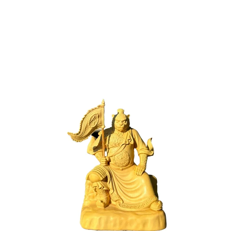 

Hand-Carved Boxwood Tiger General Statue - 3.9"x2.7"x1.9" Solid Wood Sculpture for Living Room Home Decor Crafts