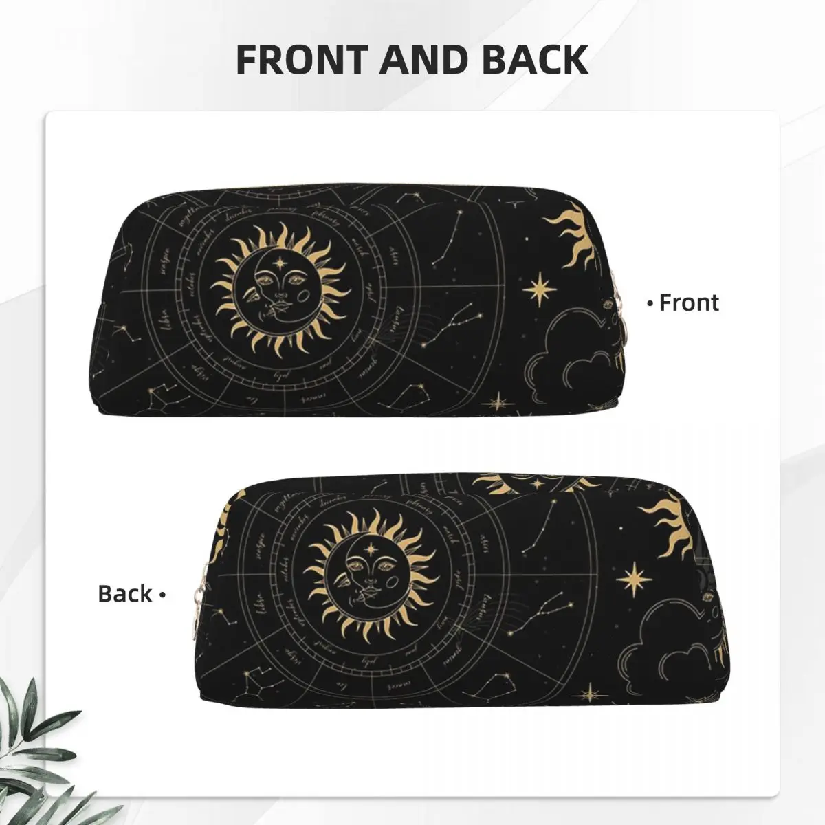 Night Sky Golden Celestial Stars Zodiac Constellations Pencil Cases Student School Pen Box Pencil Bag Pencil Pouch Pen Holder