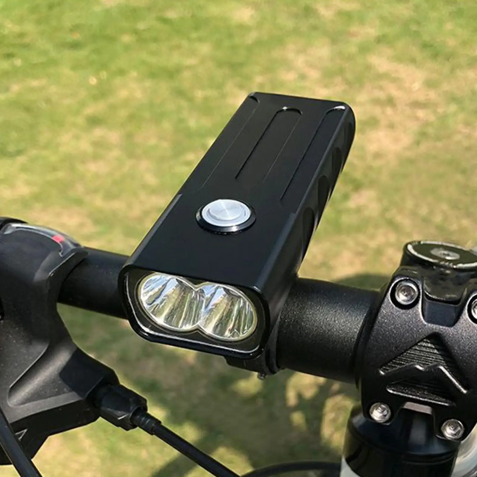 أضواء الدراجة LED مقاوم للماء USB قابلة للشحن مانعة لتسرب الماء المصابيح الأمامية للدراجة LED مصباح يدوي لركوب الدراجات الليلية على الطرق #2