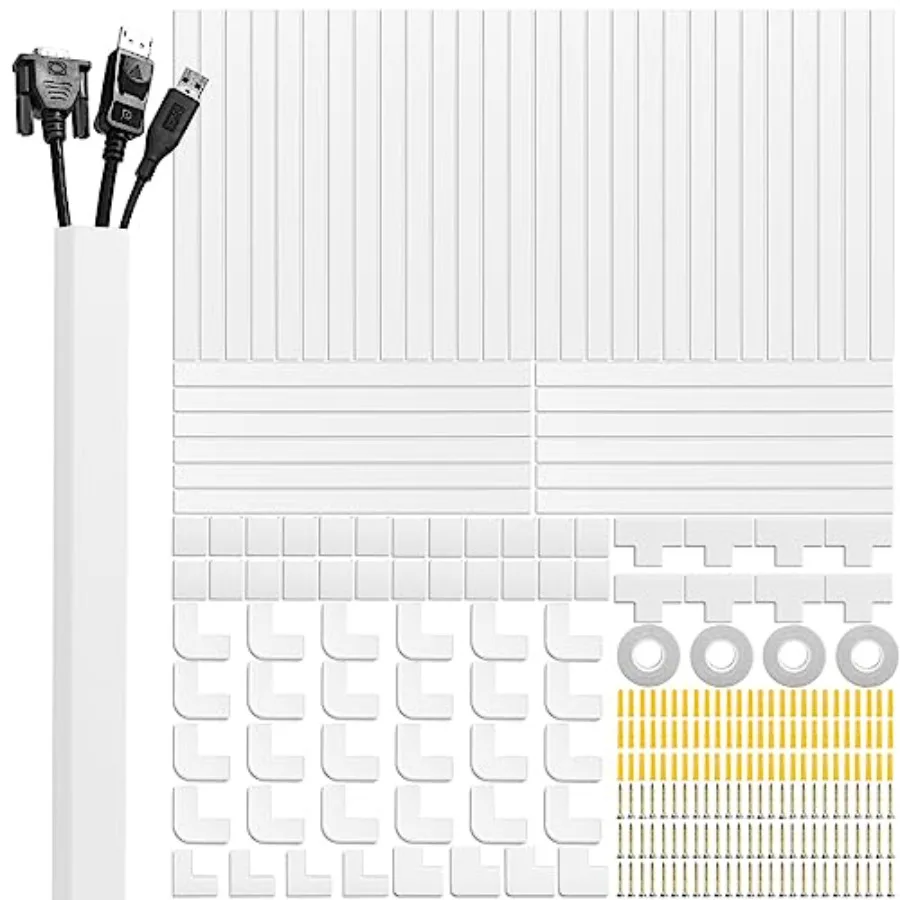 

Cord Cover Raceway Kit 628 in Cable Cover Channel Paintable Cord Concealer System Cable Hider Cord Wires Hiding Wall Mount TV P