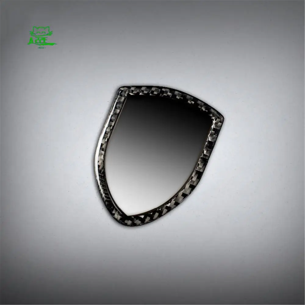 

A22E-Car Exterior Front Logo Emblem Trim Cover Frame Black Carbon Fiber Fit For -Porsche Cayenne Macan 2014-2019
