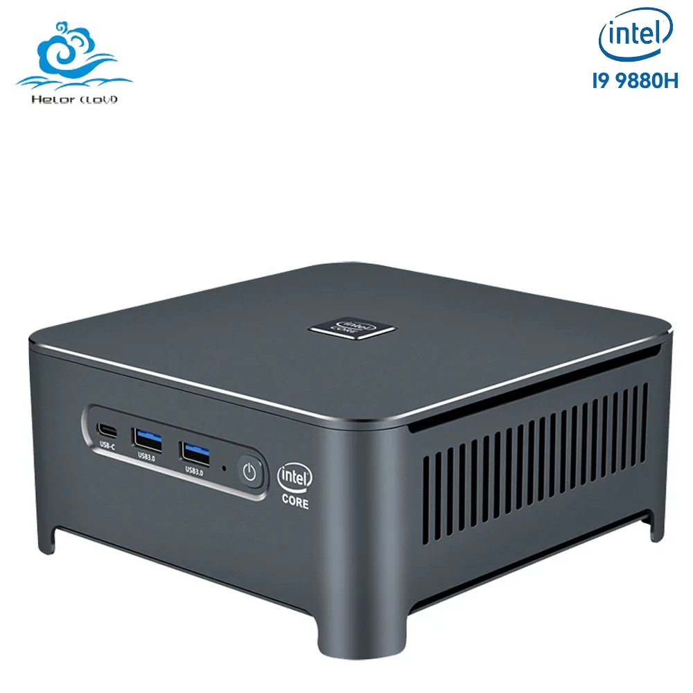 Helorpc 2lan 2Display Gaming Mini-PC mit Inter-Core i9 -9880h Dual DDR4-Unterstützung Windows 10 Linux Typ-C WLAN-Büro computer