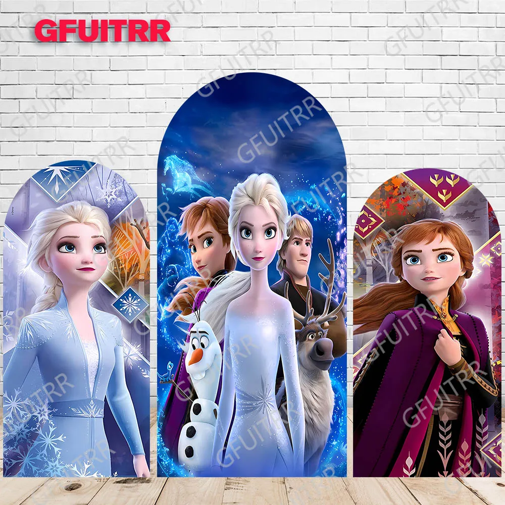 

Frozen Backdrop Princess Elsa Arch Cover Girl Birthday Decoration Photography Background Party Polyester Photo Booth Prop