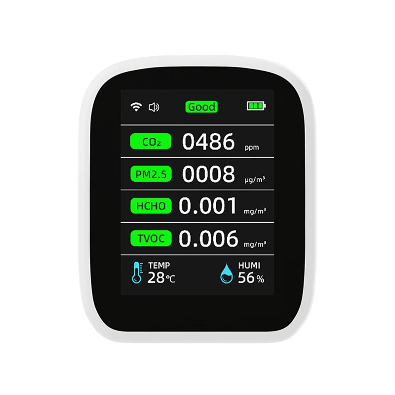 PV28CW Infrared mini 8-in-1 WIFI carbon dioxide formaldehyde air quality detector portable TFT display testing PM2.5