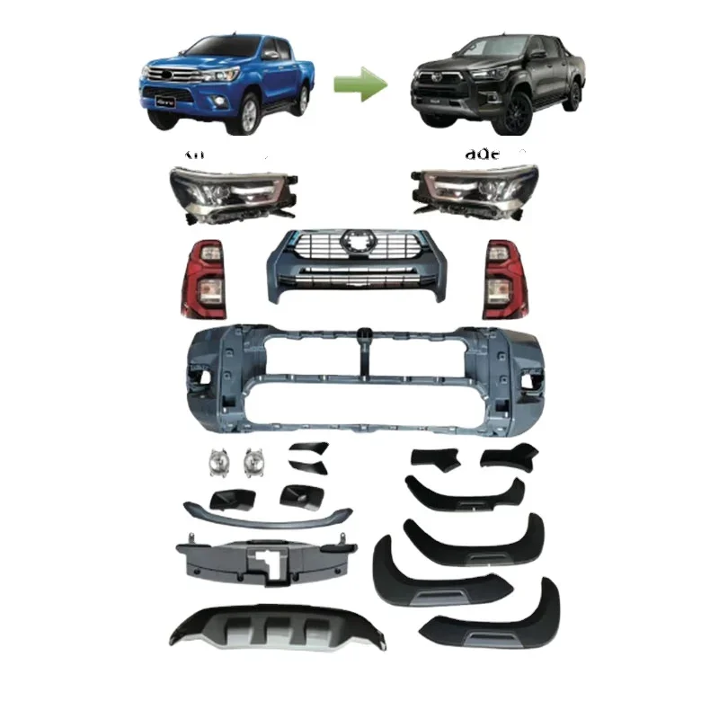 

Car Accessories Front Bumper Facelift Conversion Bodykit Body Kit for Toyota Hilux Revo 2016-2019 Change Upgrade To 2021 Rocco